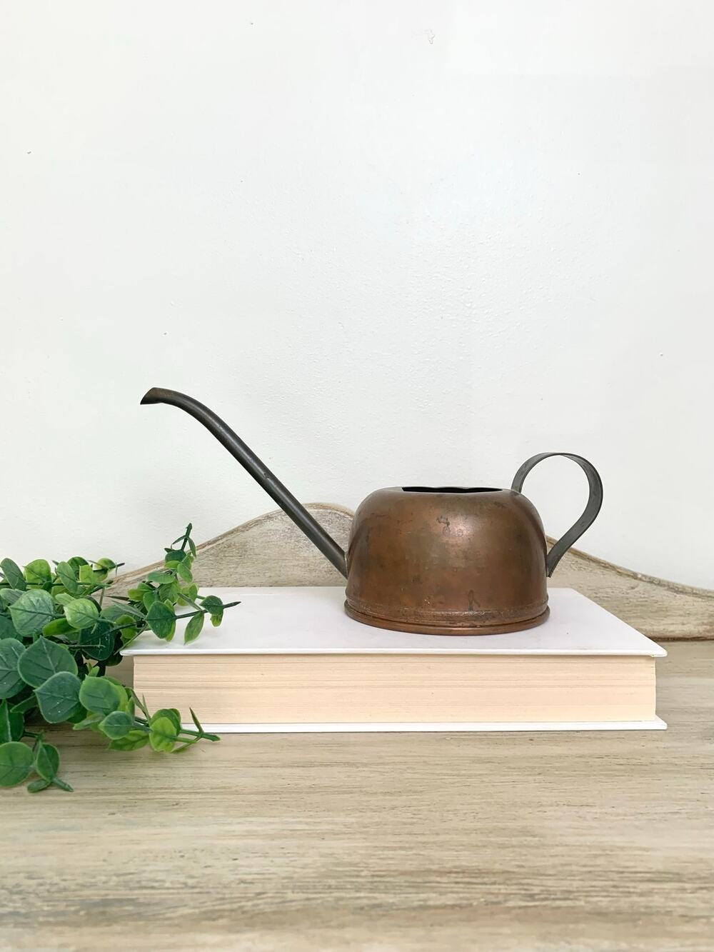 Vintage Copper Watering Can Long Spout Garden Planter Vase Rustic Cottagecore